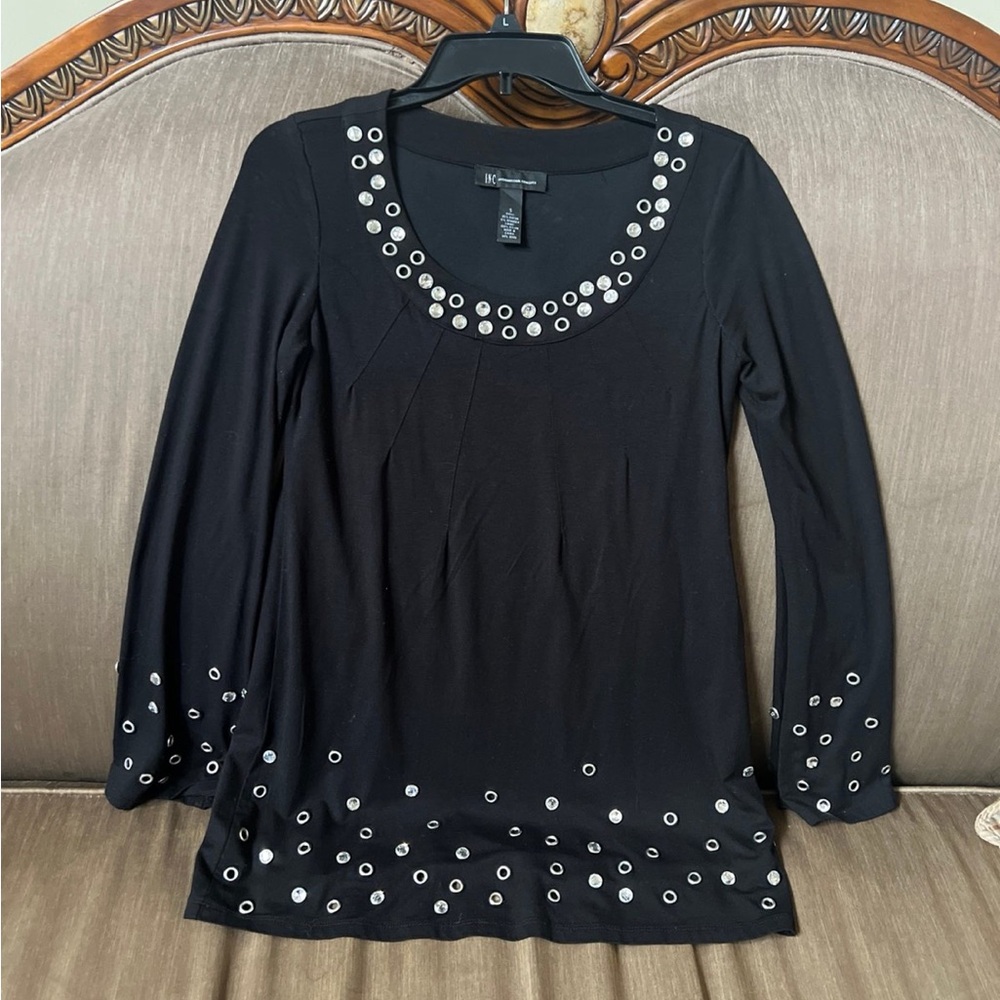 INC International Concepts Black Top with Silver Accents